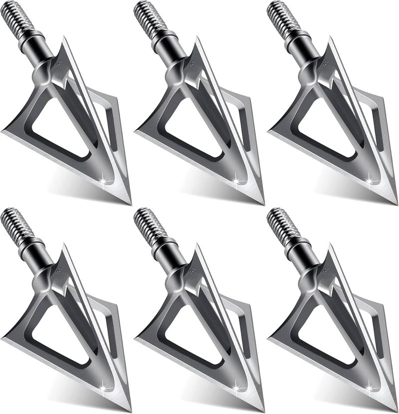 LEANPRO Store 6-Pack 420 Stainless Steel Fixed Blade Broadheads 100 Grain 1-1/8" Cut Premium Solid Arrow Tip for Archery Hunting for Crossbow and Compound Bow - Image 2